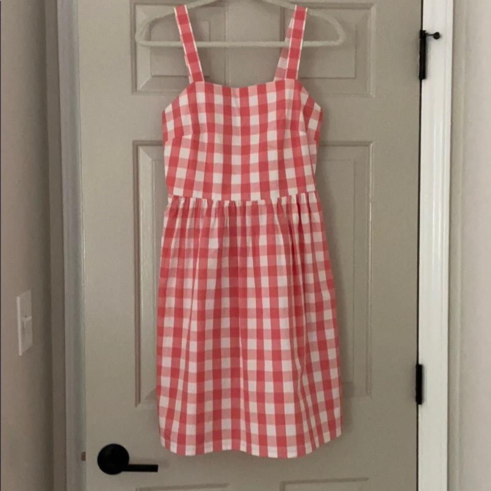Pink gingham sun dress